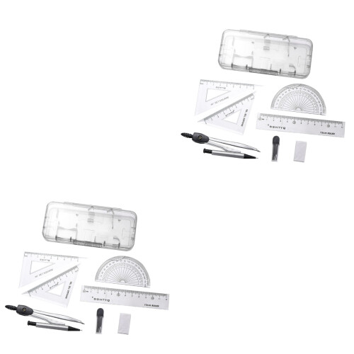 4 Sets Of 12Pcs Compasses Ruler Geometry Drawing Kit For Students 2