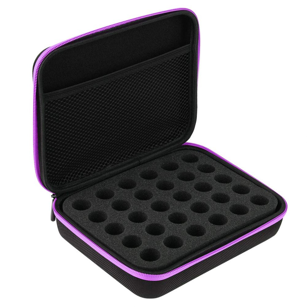 Purple Essential Oil Storage Box With 30 Grids, Hard Shell Roller Bottle Case, Travel Case For Home Use