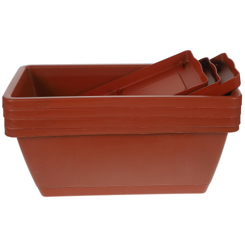 8 Pcs Plastic Window Box Planters With Saucers