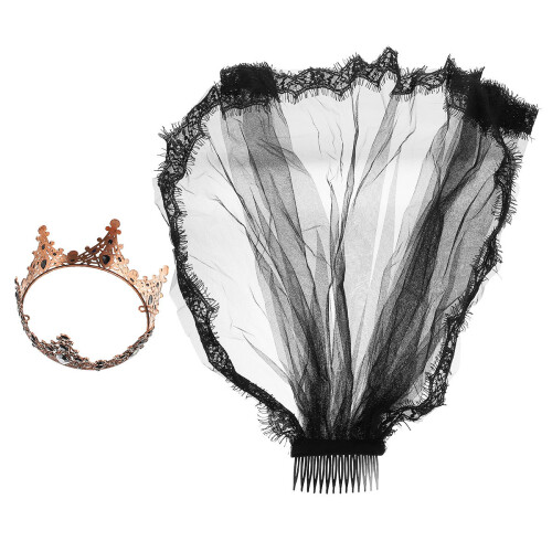 2 Sets Halloween Mesh Lace Wedding Veil For Decor Black
