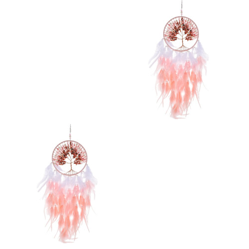 2 Pcs Dream Catcher Pink Wall Hanging Home Decor 2