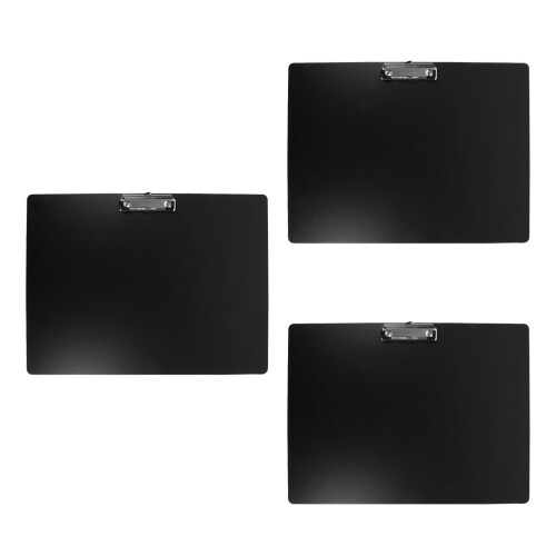 3Pcs A3 Horizontal Clipboard Thick Plastic Writing Pad Black 2
