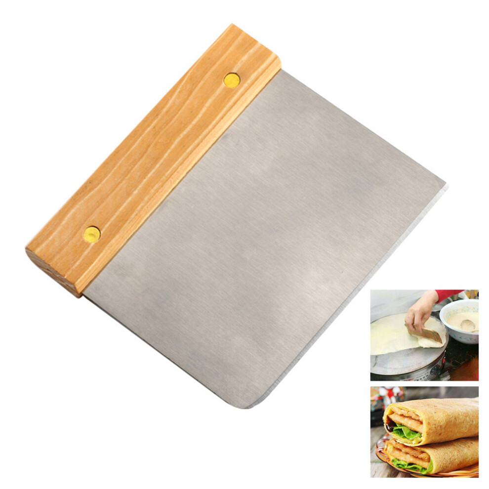 1Pc Kitchen Stainless Steel Scraper Wooden Handle Dough Cutter-image-OPC-PKY22GY-NEW