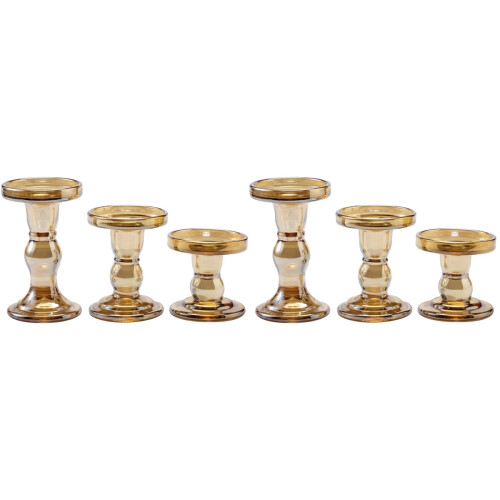 6 Pcs Glass Tea Light Holders Candlestick Stand Decoration 1