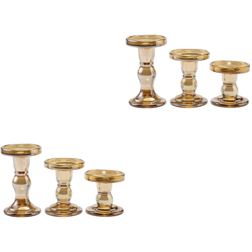 6 Pcs Glass Tea Light Holders Candlestick Stand Decoration 2