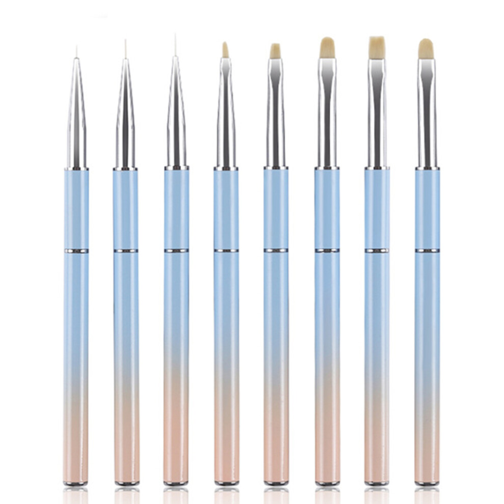 Totority 2Pcs Nail Art Liner Metal Handle Uv Gel Drawing Pen Manicure Brush