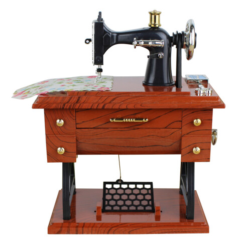 2Pcs Vintage Sewing Music Box Machine Model Creative Gift