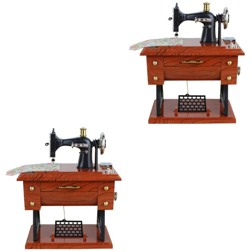 2Pcs Vintage Sewing Music Box Machine Model Creative Gift 2