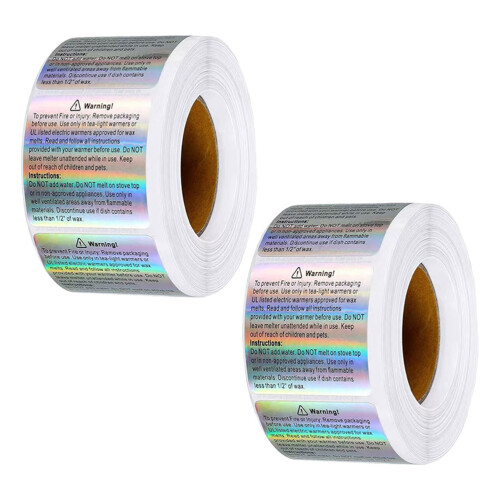 8Rolls Silver Wax Melt Safety Labels for DIY Candle Making 1