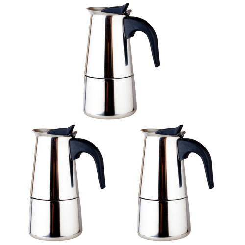 3Pcs Stainless Steel Coffee Maker 200Ml Stovetop Filter Pot 2