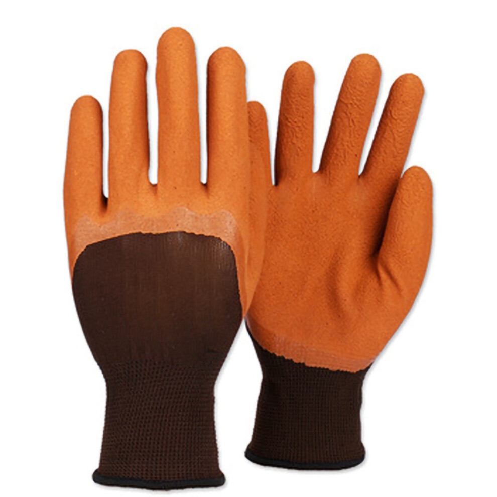 (Brown) Latex Coated Safety Work Gloves Abrasion Resistance Brown 685922790569