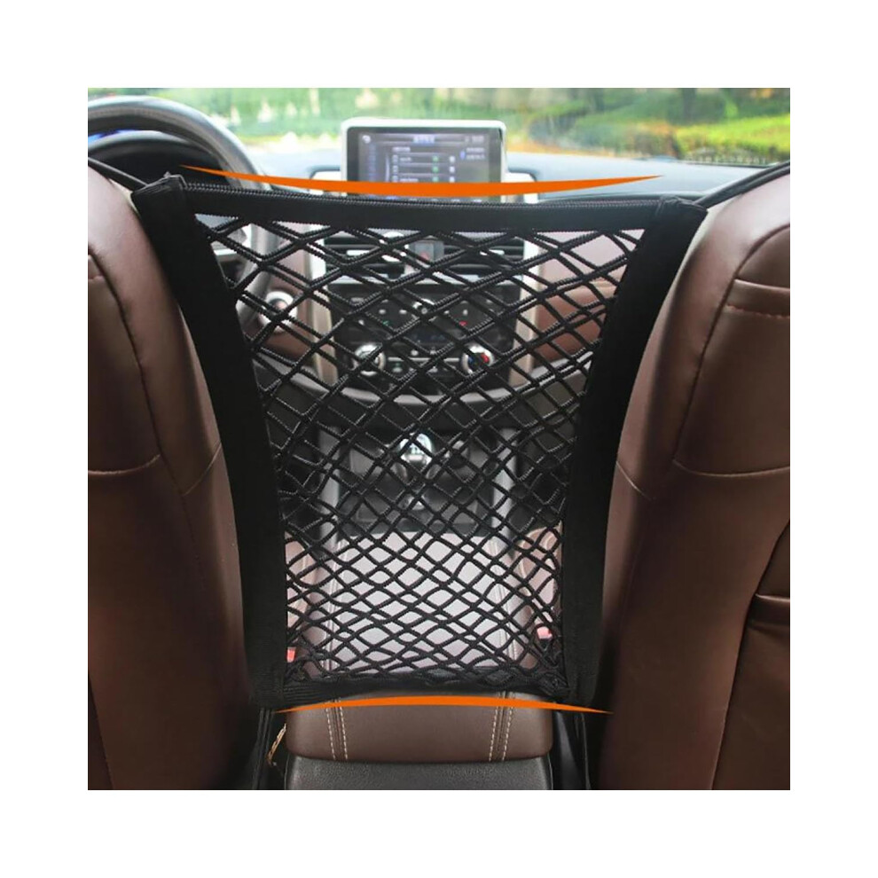Storage Net Car Between-Seats Organizer Mesh Bag, Elastic Stretchable Mesh Bag, Pet Barrier Divider (01) 9393856193516