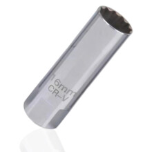 16mm Spark Plug Socket 3/8-Inch Thin-Wall Internal Spring Clips, 12-Point Socket For Cars And Motorcycles Silver