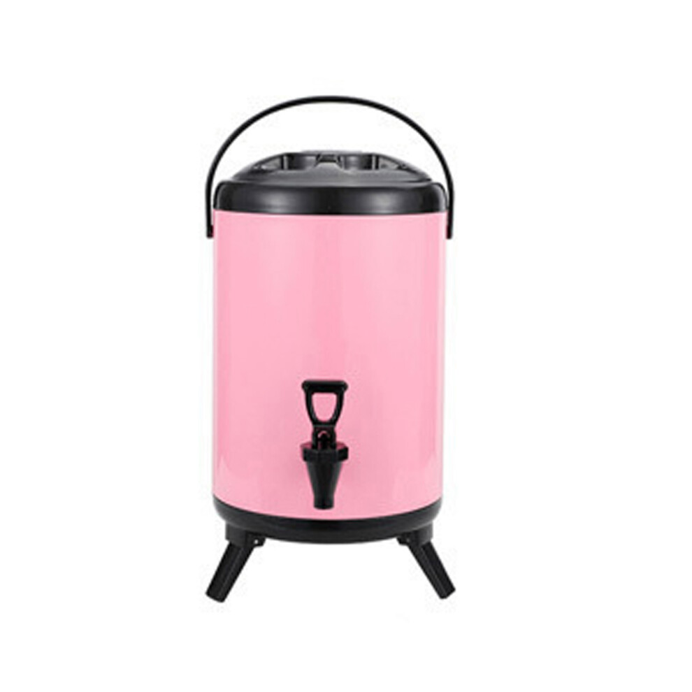 (8L Steel Color (Black Cover)) Insulated Beverage Dispenser 8L Stainless Steel Spigot Pink-image-OPC-PKY2B29-NEW