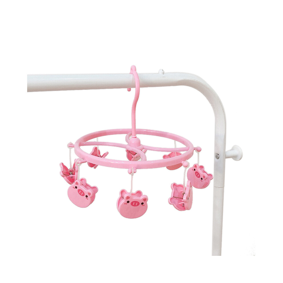 (White Bear) Plastic Hanging Drying Rack Sock Underwear Clip Pink