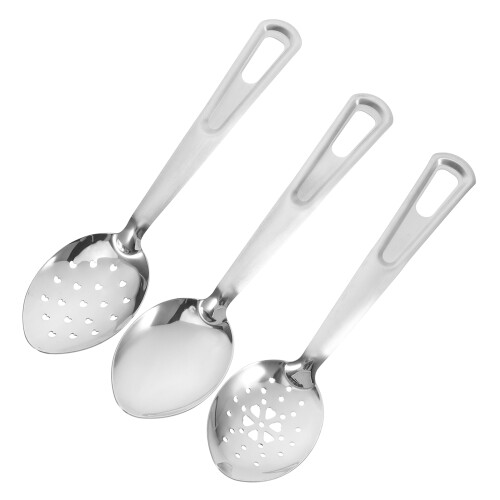6 Pcs Slotted Serving Spoon Reusable Stainless Steel Buffet Scoop 2