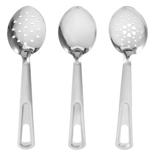 6 Pcs Slotted Serving Spoon Reusable Stainless Steel Buffet Scoop 1