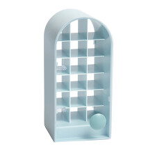 (White) 18-Space Lipstick Rack Castle Mold Dustproof ABS Blue