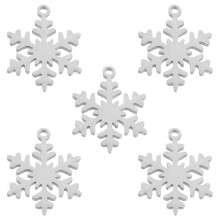 10 Pcs Stainless Steel Christmas Tree Snowflake Pendants For Diy Jewelry