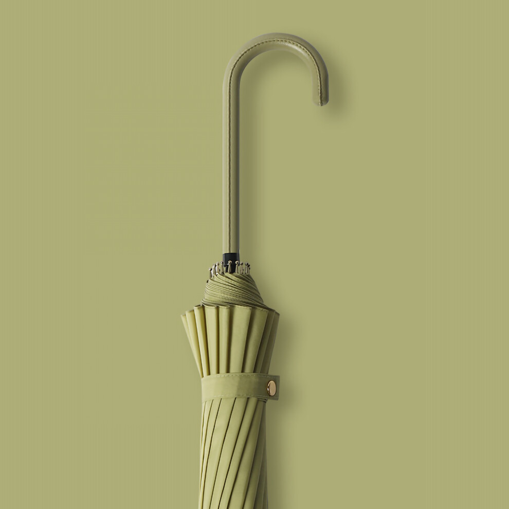 (Navy Blue 60cm / 23in 16K) 16-Bone Long Handle Umbrella Leather Handle Green 60cm 23in-image-OPC-PKY2CHX-NEW