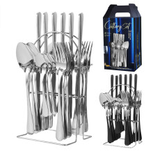 (1010 Silver 24 Piece Hanging Flatware Set) 24pcs Hanging Stainless Steel Flatware Set Gift Box Silver