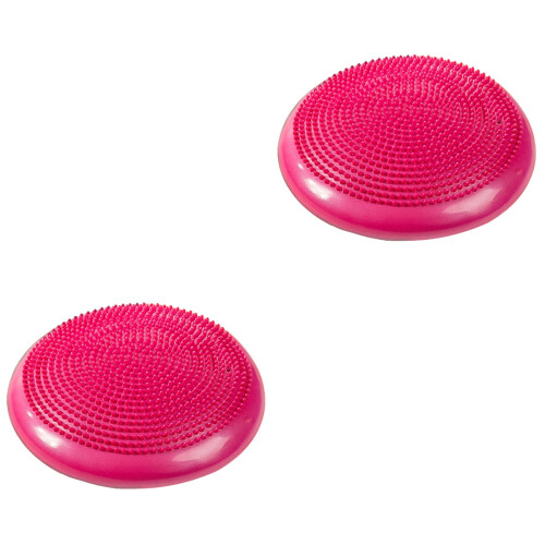 2Pcs Extra Thick Inflated Wobble Cushion Balance Disc Pink 2