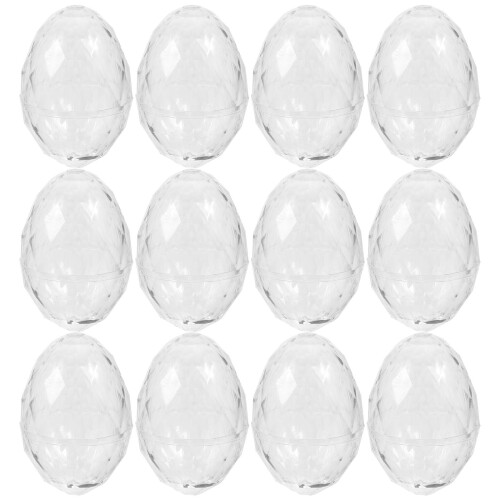 12 Pcs Plastic Fillable Egg Ornaments For Decor And Candy Storage 1