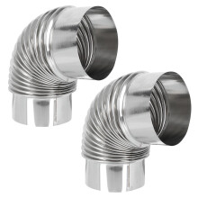2Pcs 90 Degree Stainless Steel Wood Stove Flue Extension Elbow