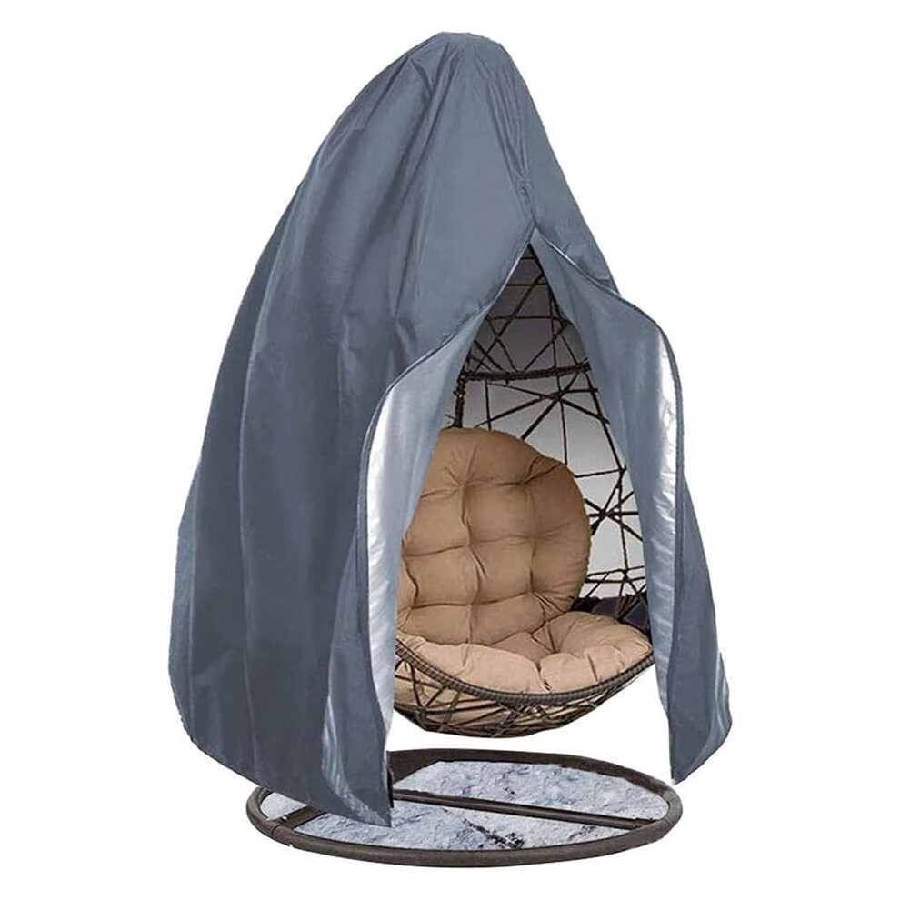 Waterproof Double Hanging Chair Cover Large Pu Oxford Tarpaulin Anti-Uv Dust-Proof Zipper Rain Cover 231X200cm Fits Egg Chair Grey