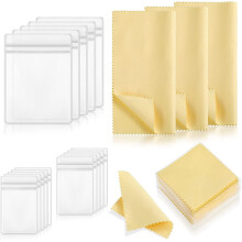 2 Sets Jewelry Organizer Bags Clear Plastic Cleaning Cloth Polishing