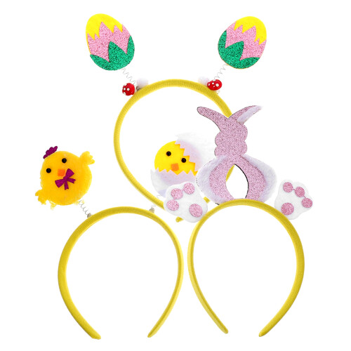 15 Pcs Cute Bunny Headband With Colored Egg Decorations For Easter 2