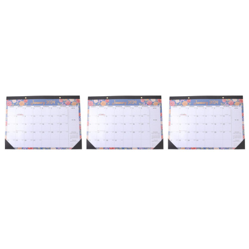 3 Pcs Office Calendar Plan Note Hanging Calendar 2024 Assorted Color 2