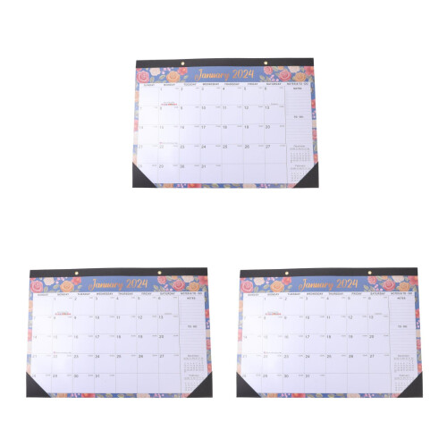 3 Pcs Office Calendar Plan Note Hanging Calendar 2024 Assorted Color 1