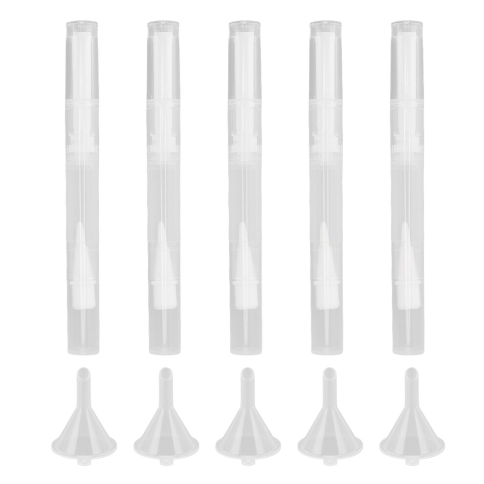 5 Set Empty Nail Oil Pen Transparent Plastic Tube Nylon Brush