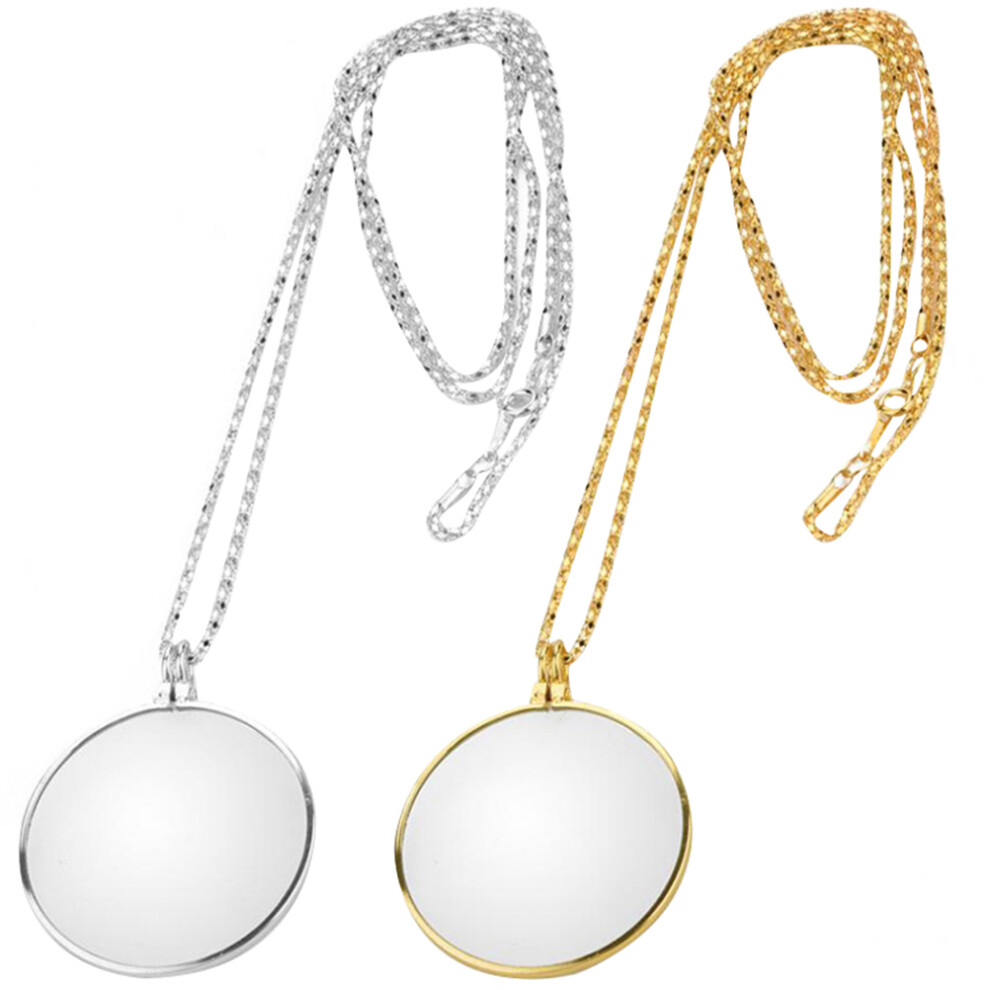 Solustre 2 Pcs Magnifier Monocle Lens Necklace Magnifying Glass For Women