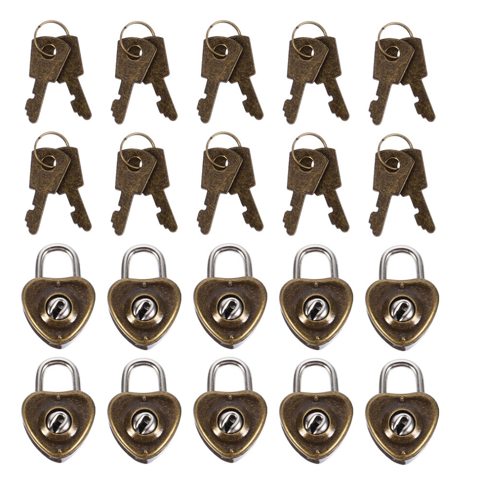 Set Of 2 Luggage Small Padlock Keyed Heart Shaped Padlocks With Keys 013540970412
