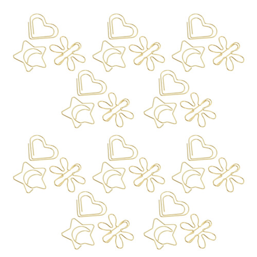 60 Pcs Decorative Metal Paper Clips Shaped Bills Clamp
