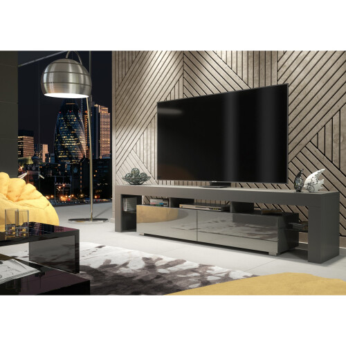 Creative Furniture TV Unit 200cm - Dark Grey Gloss Doors 1