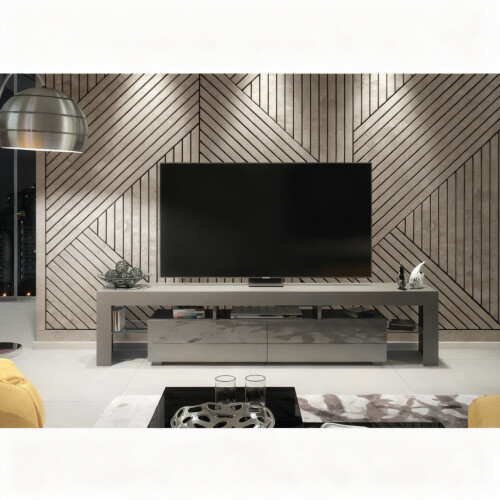Creative Furniture TV Unit 200cm - Dark Grey Gloss Doors 2