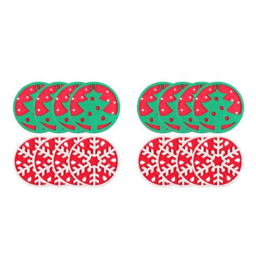 16 Pcs Christmas Round Felt Nonslip Cup Pads 2