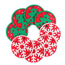 16 Pcs Christmas Round Felt Nonslip Cup Pads