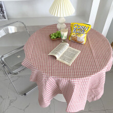 (Orange 150x150cm / 59.1x59.1in) Desk Tablecloth Plaid Cotton Dustproof Pink 70x70cm