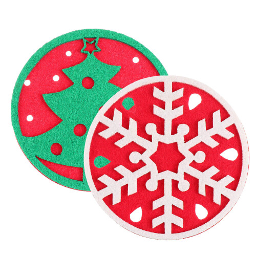 16 Pcs Christmas Round Felt Nonslip Cup Pads 1
