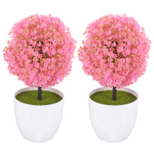 8 Pcs Artificial Topiary Potted Plant Ball Tree Faux Bonsai Home Decor