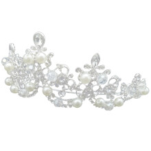 3Pcs Elegant Silver Bride Tiara Pearl Rhinestone Wedding Crowns
