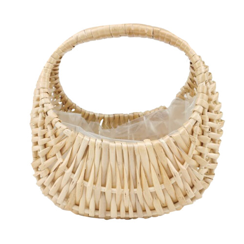 2Pcs Handcrafted Wicker Mini Flower Basket Beige for Home Display