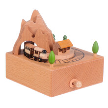 3 Pcs Wooden Music Box Cartoon Roller Coaster Melody Desktop Ornament