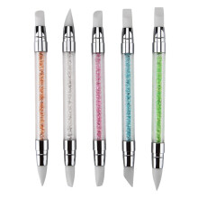 10 Pcs Silicone Nail Art Pens With Rhinestone Handle And Embossed Tips