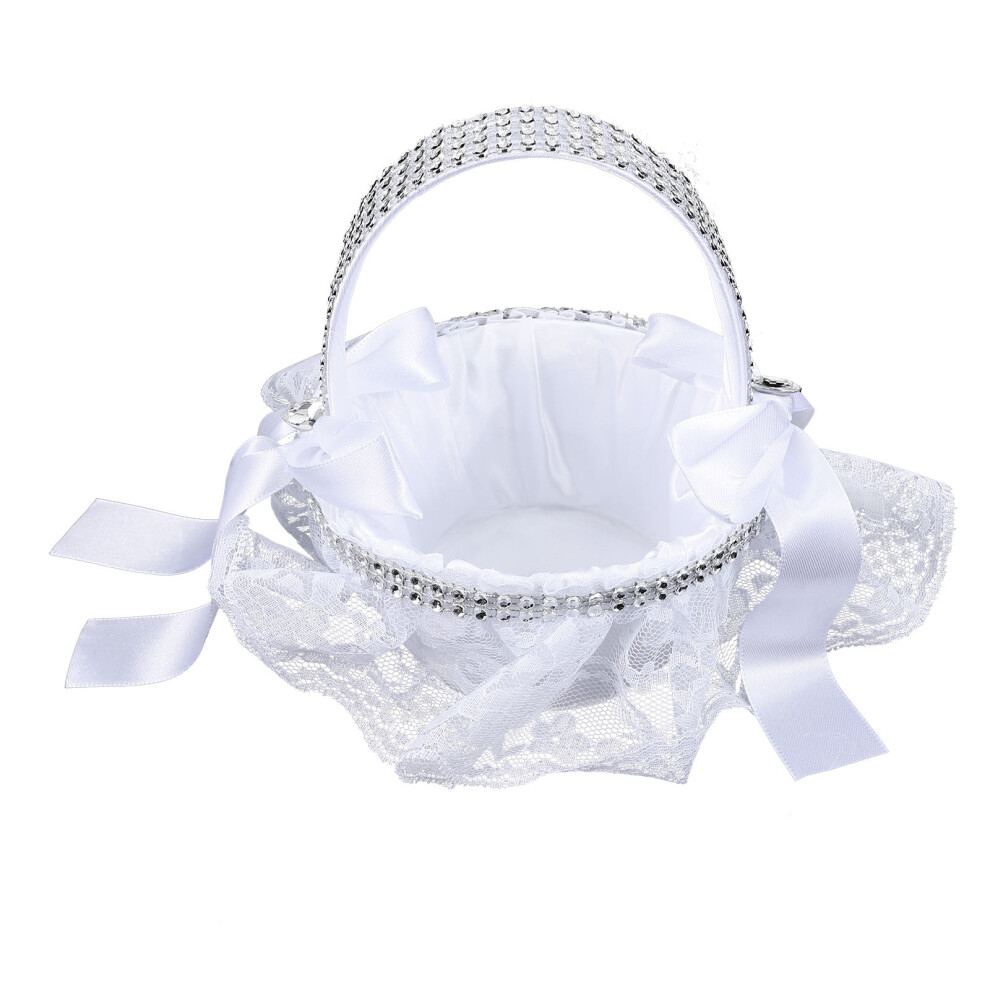 2 Pcs Wedding Lace Flower Basket Ceremony Party Basket White-image-OPC-PKY2R77-NEW
