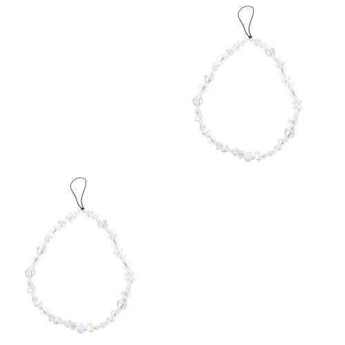 2 Pcs Phone Charm Beads Mobile Charms Hanging Wrist Strap Beaded 2